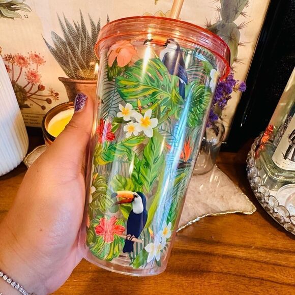 NWOT Hobby Lobby Summer Toucan Print 17.5 FL oz Tumbler - Picture 3 of 3